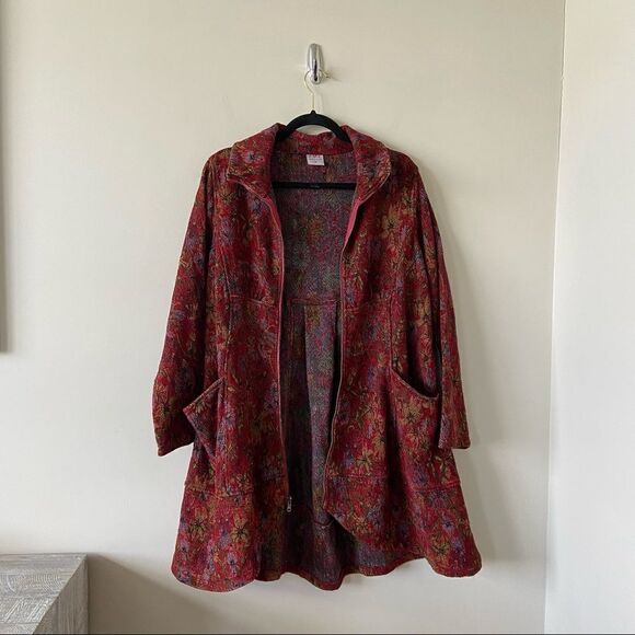 C.M.C (Colour Me Cotton) Boho Double Pocket Tapestry Swing High Low Jacket - Picture 8 of 15